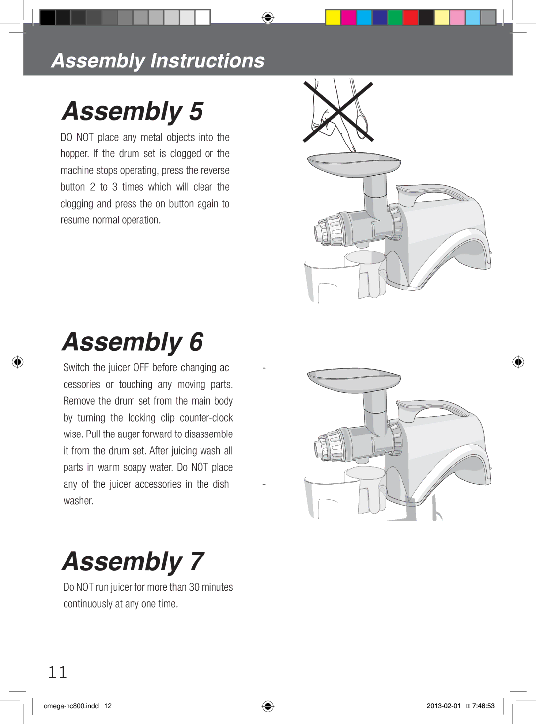 Omega NC800, NC900 instruction manual Washer 