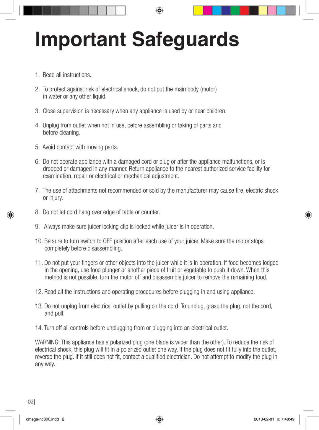 Omega NC800, NC900 instruction manual Important Safeguards 