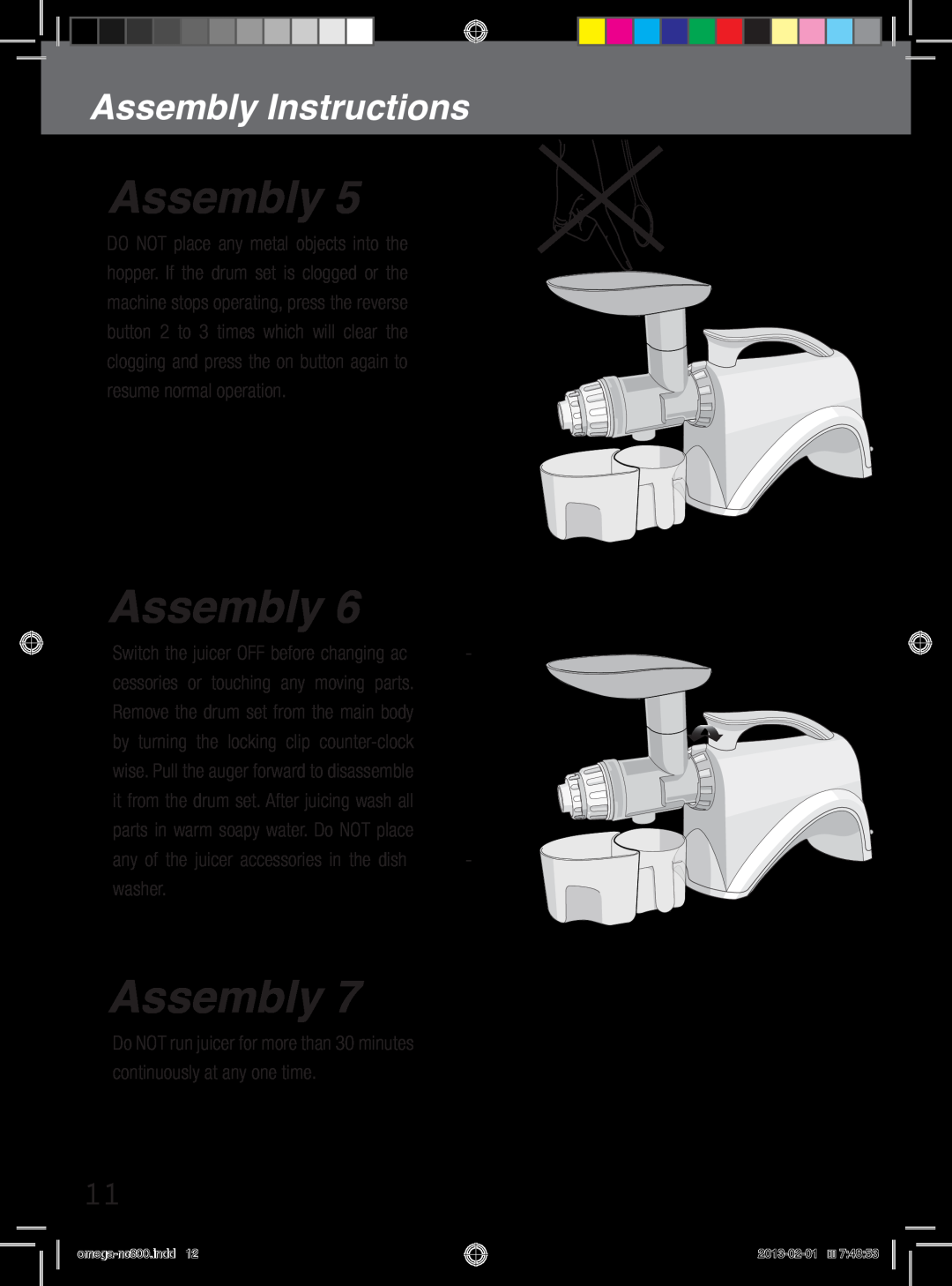 Omega NC800 Assembly Instructions, cessories or touching any moving parts, by turning the locking clip counter-clock 