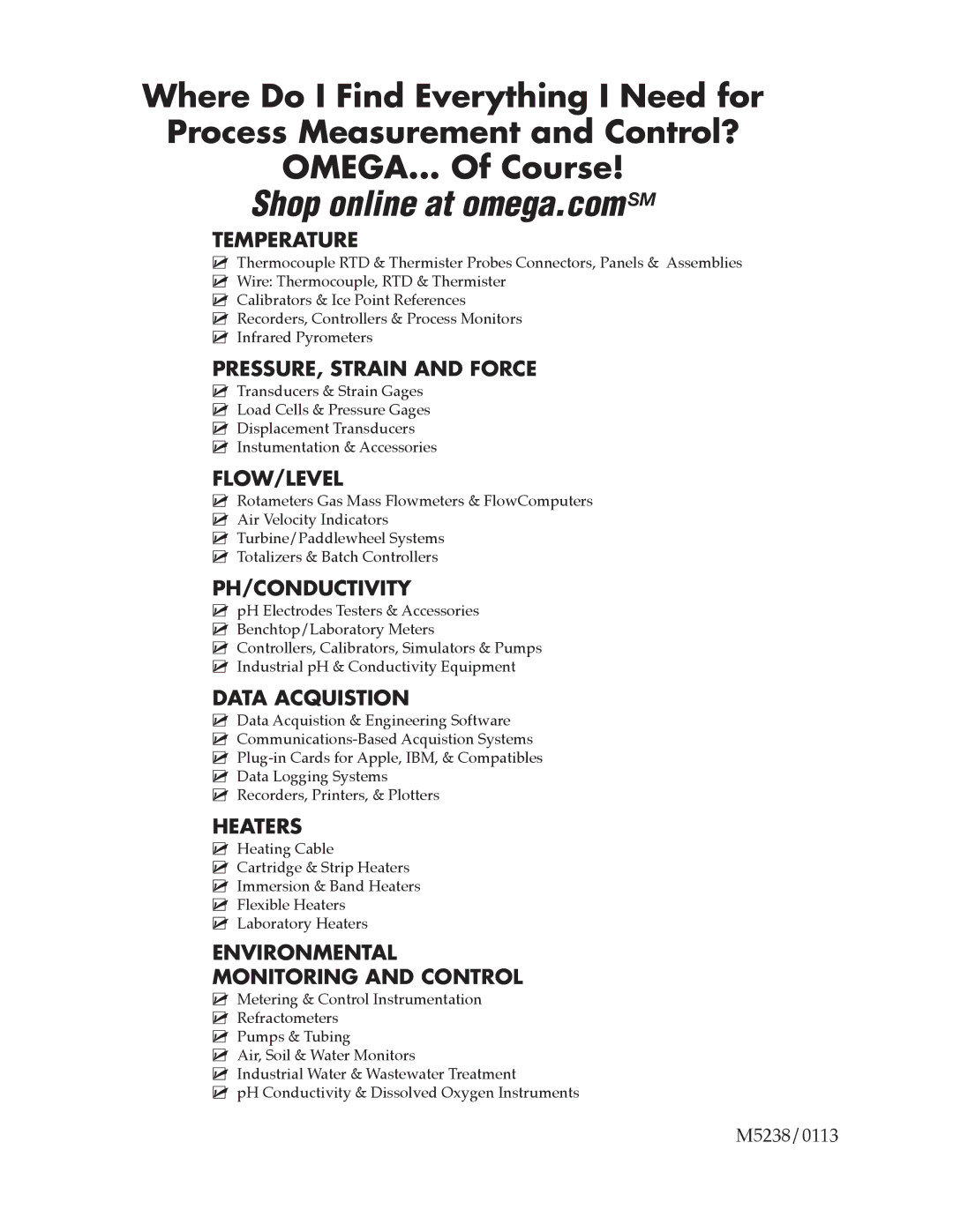 Omega OM-EL-ENVIROPAD-TC warranty Temperature 