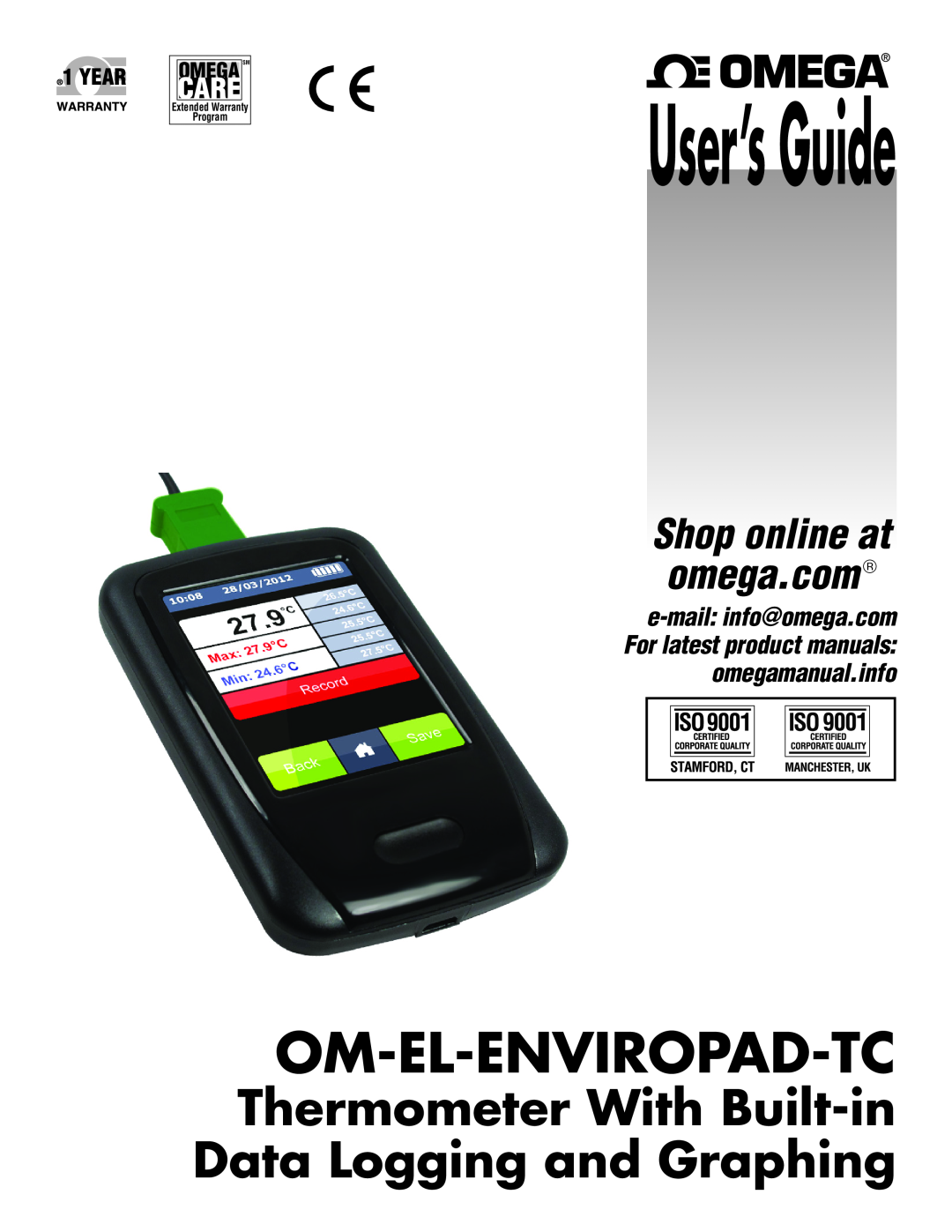 Omega OM-EL-ENVIROPAD-TC warranty Om-El-Enviropad-Tc, Thermometer With Built-in Data Logging and Graphing, Program 