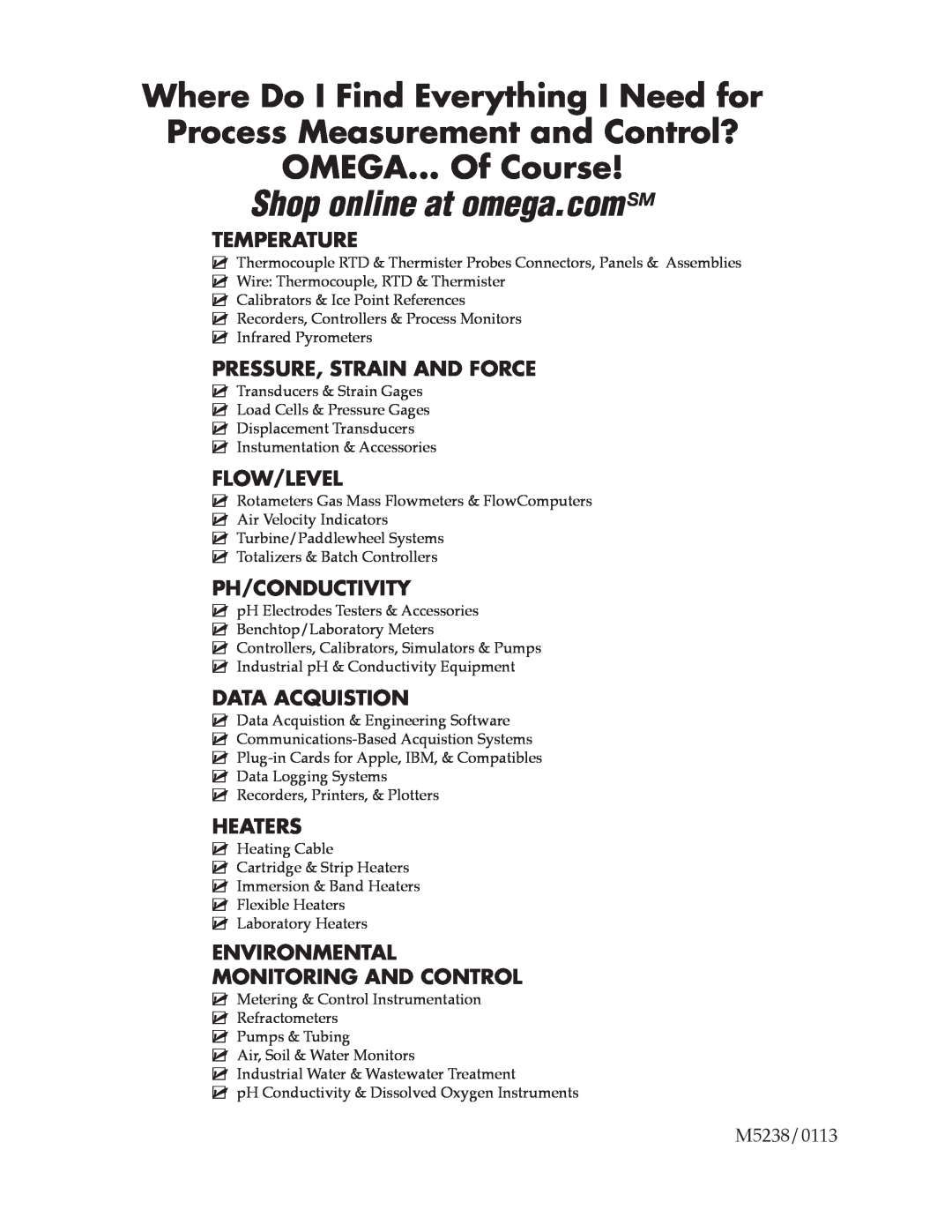 Omega OM-EL-ENVIROPAD-TC Temperature, Pressure, Strain And Force, Flow/Level, Ph/Conductivity, Data Acquistion, Heaters 