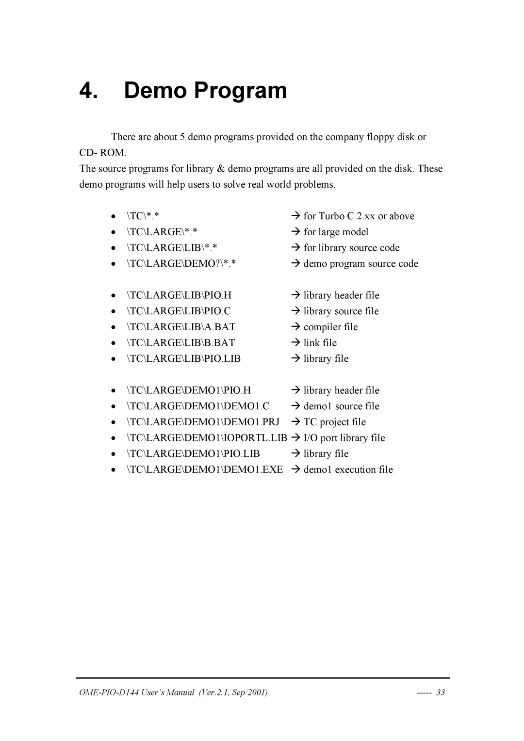 Omega OME-PIO-D144 Tc\Large\Demo?, Tc\Large\Lib\Pio.H, Tc\Large\Lib\Pio.C, Tc\Large\Lib\A.Bat, Tc\Large\Lib\B.Bat 