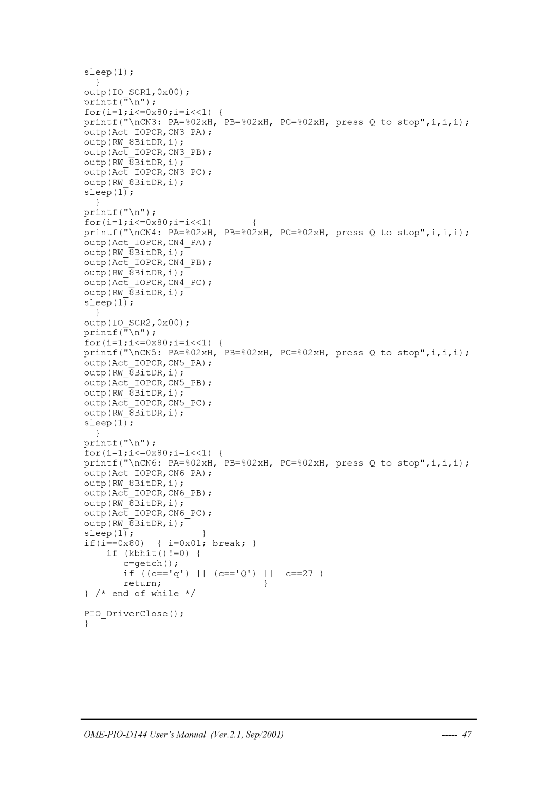 Omega manual OME-PIO-D144 User’s Manual Ver.2.1, Sep/2001 