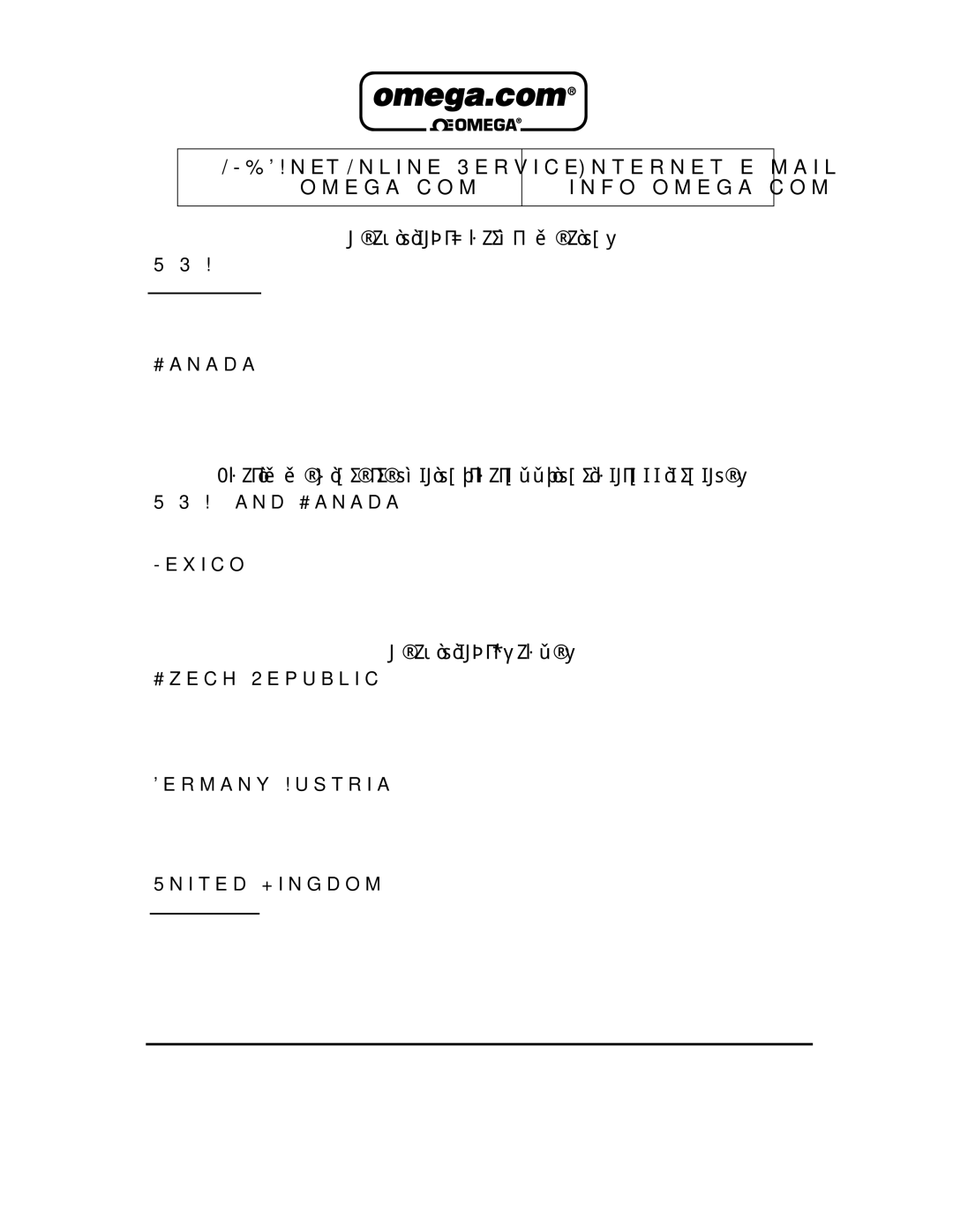 Omega OS35 manual For immediate technical or application assistance 