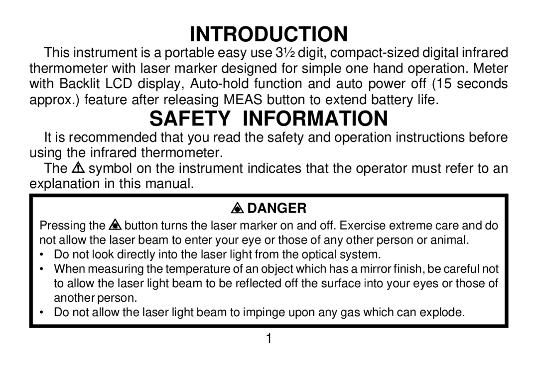 Omega OS642C-LS manual Introduction, Safety Information 