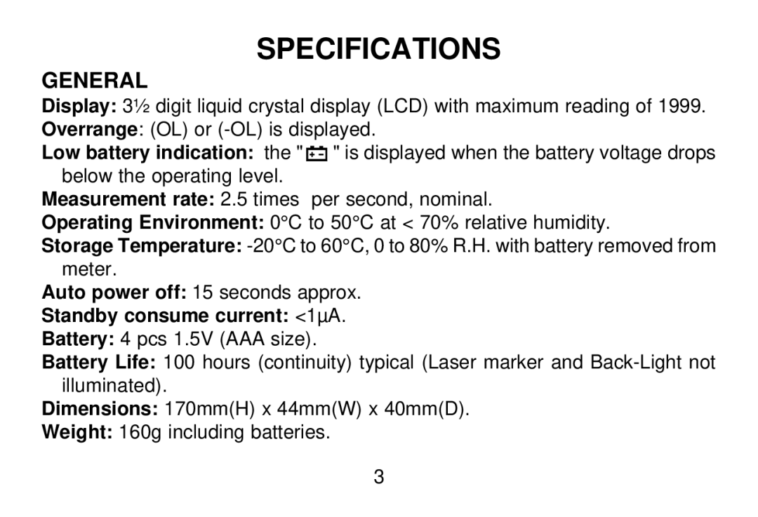 Omega OS642C-LS manual Specifications, General 