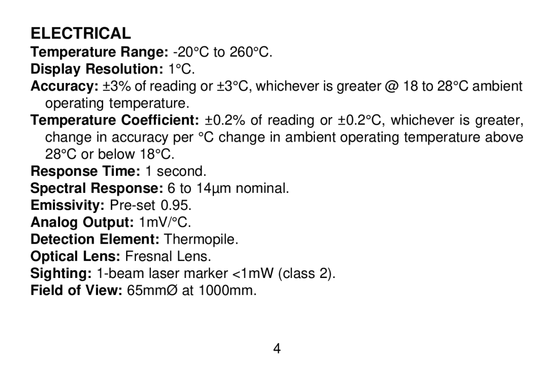 Omega OS642C-LS manual Electrical 