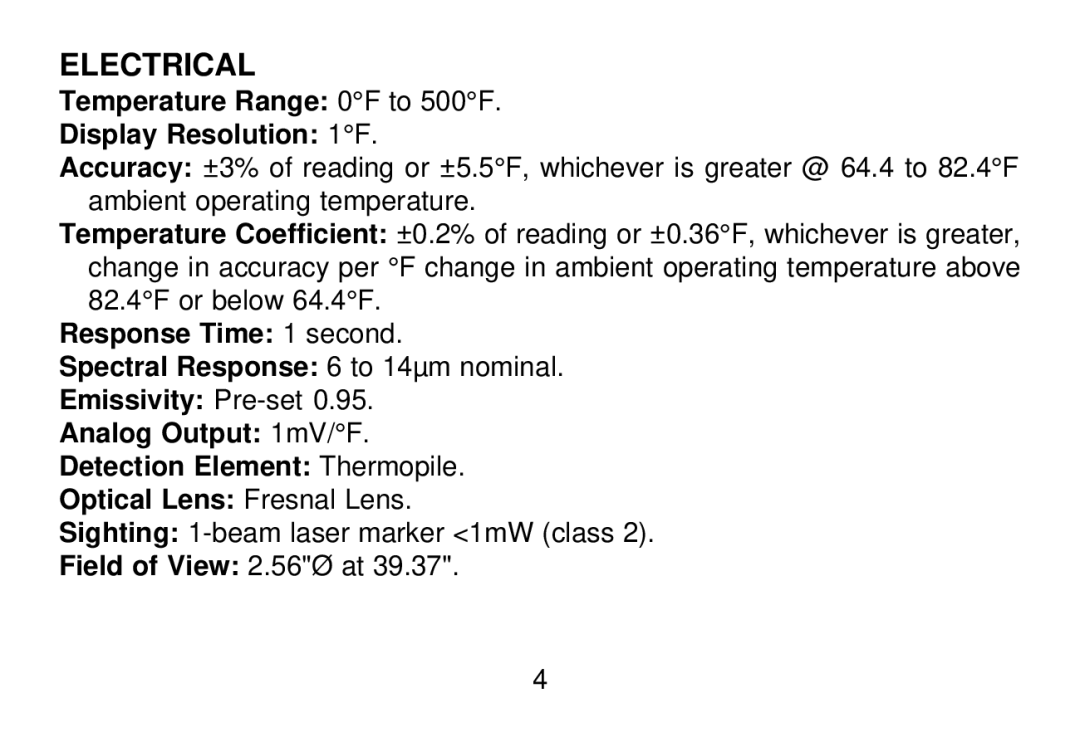 Omega OS642F-LS manual Electrical 