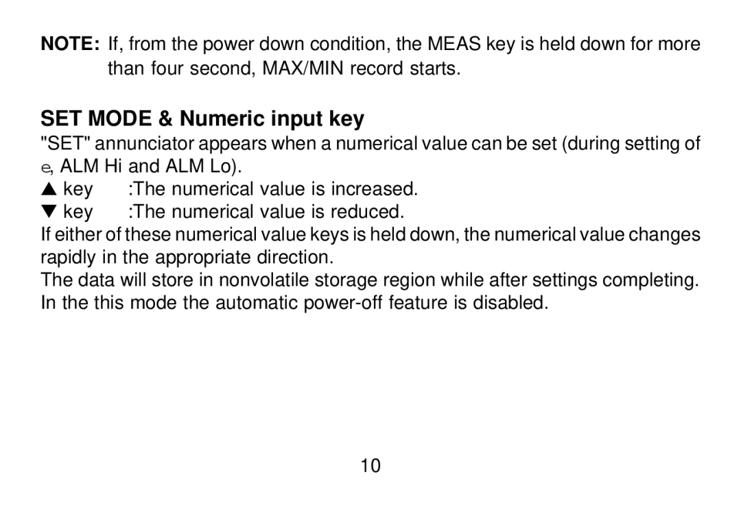 Omega OS643-LS manual SET Mode & Numeric input key 