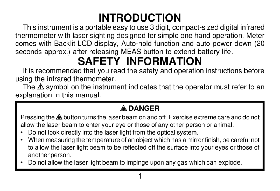 Omega OS643-LS manual Introduction, Safety Information 