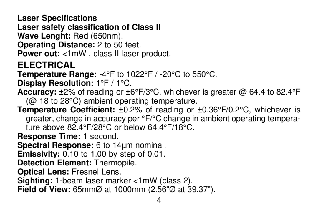 Omega OS643-LS manual Electrical 