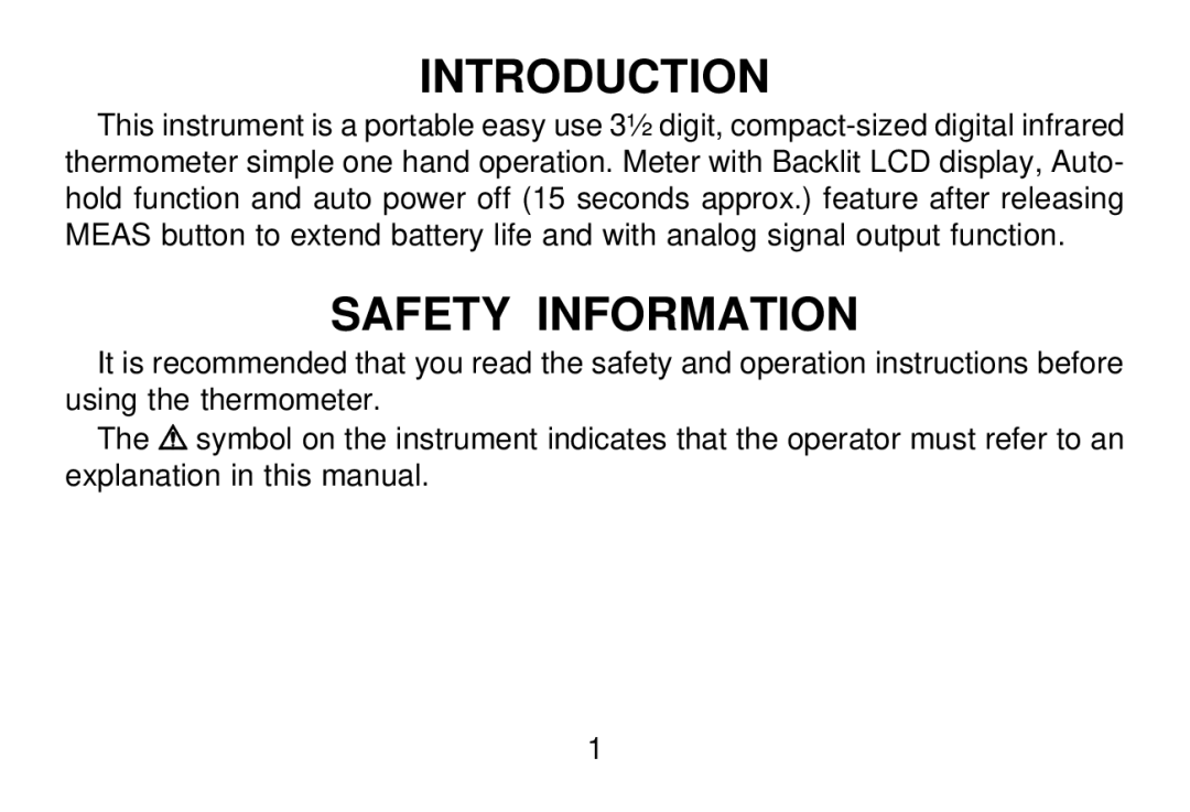 Omega OS643 manual Introduction, Safety Information 