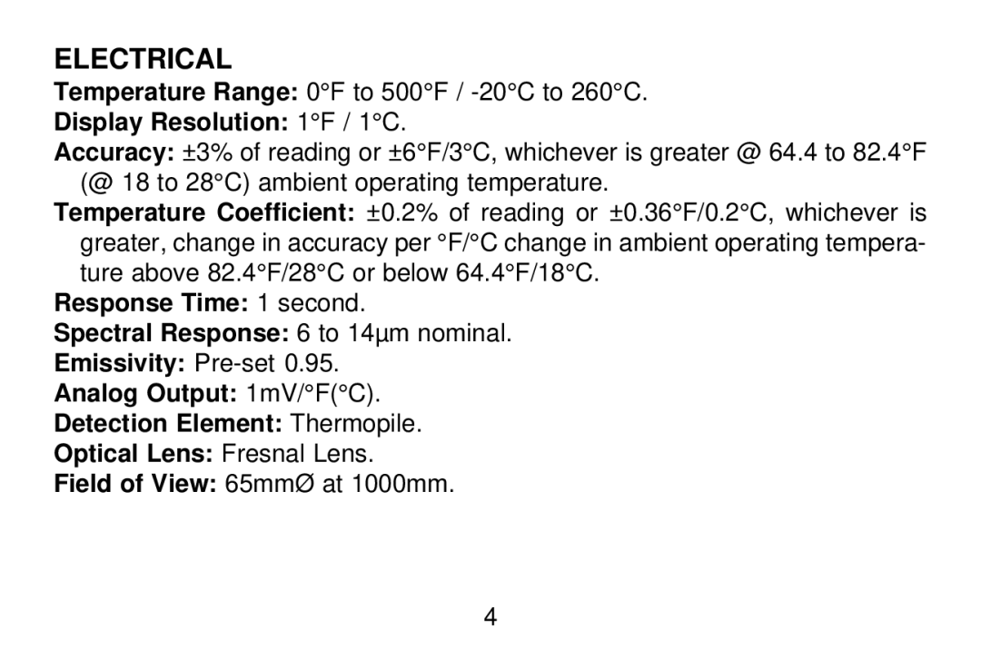 Omega OS643 manual Electrical 