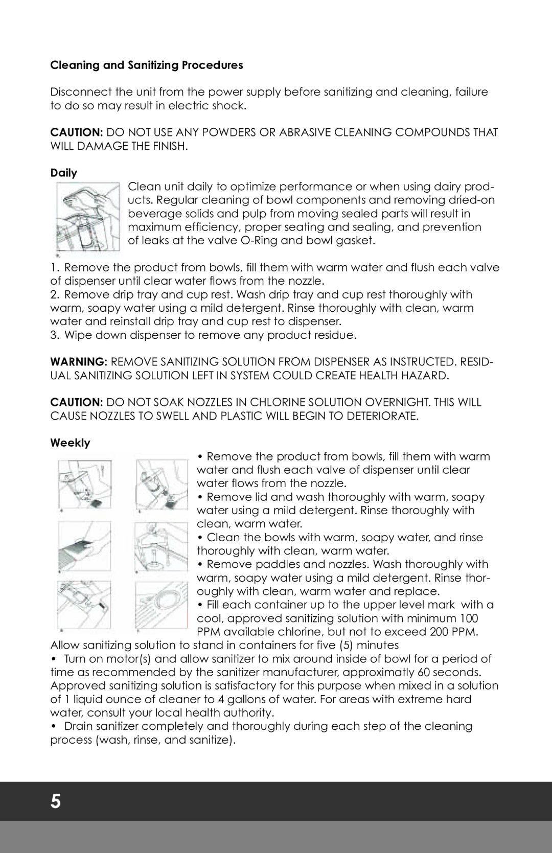 Omega OSD20, OSD10, OSD30 instruction manual Cleaning and Sanitizing Procedures 