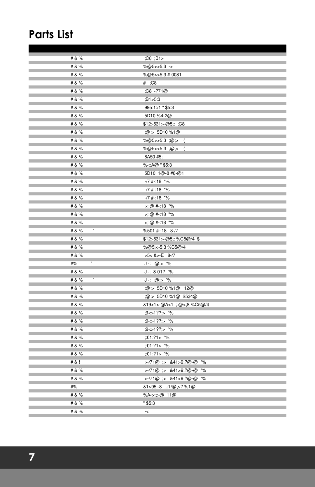 Omega OSD30, OSD20, OSD10 instruction manual Parts List 