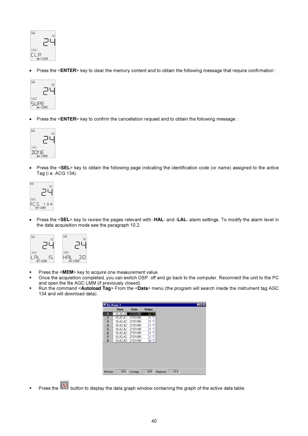 Omega OSP SERIES manual Log 