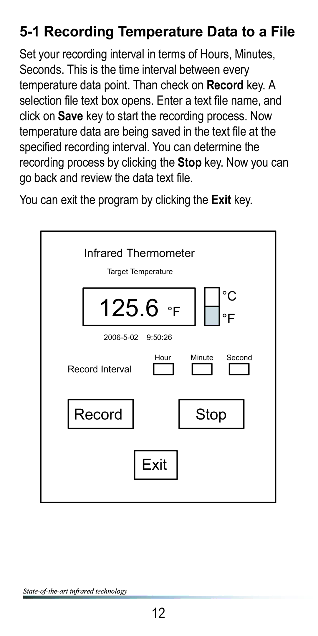 Omega OSXL685 manual 125.6 F, Recording Temperature Data to a File 