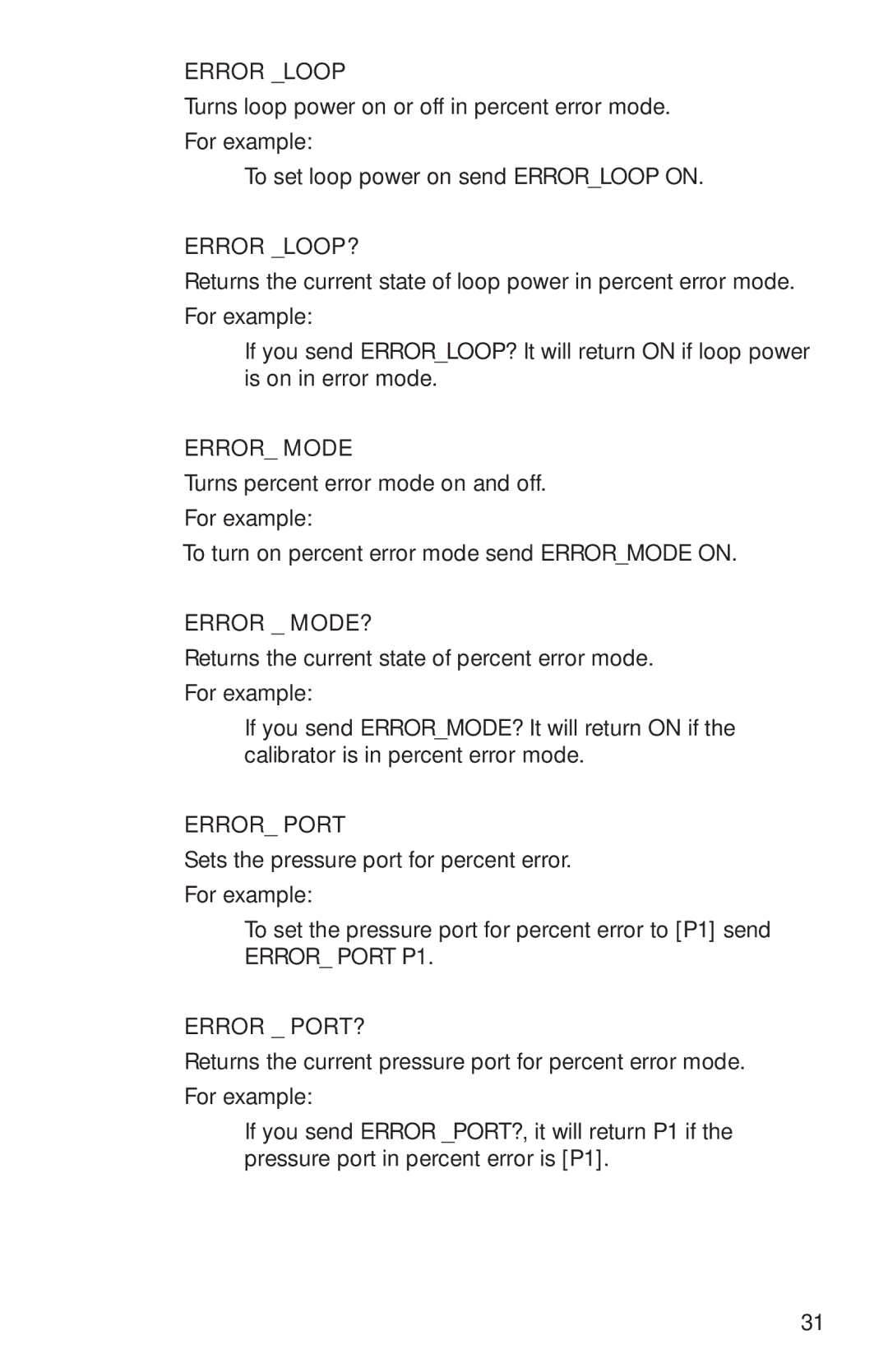 Omega M-4292/1006, PCL340 manual Error Loop, Error LOOP?, Error Mode, Error MODE?, Error Port, Error PORT? 