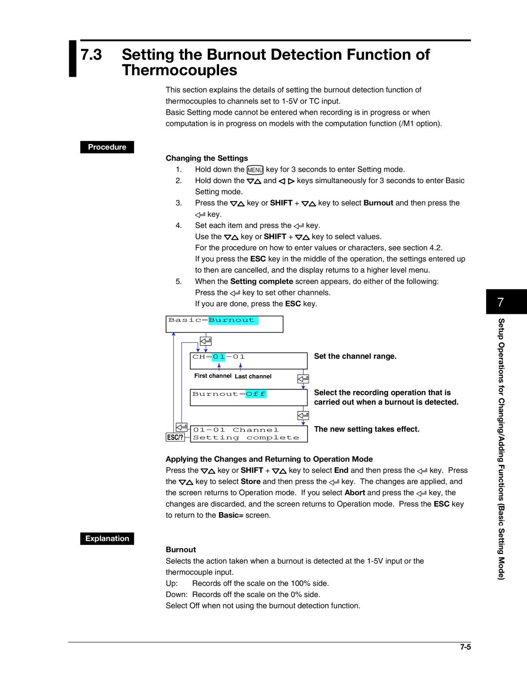 Omega RD100B manual Setting the Burnout Detection Function of Thermocouples 