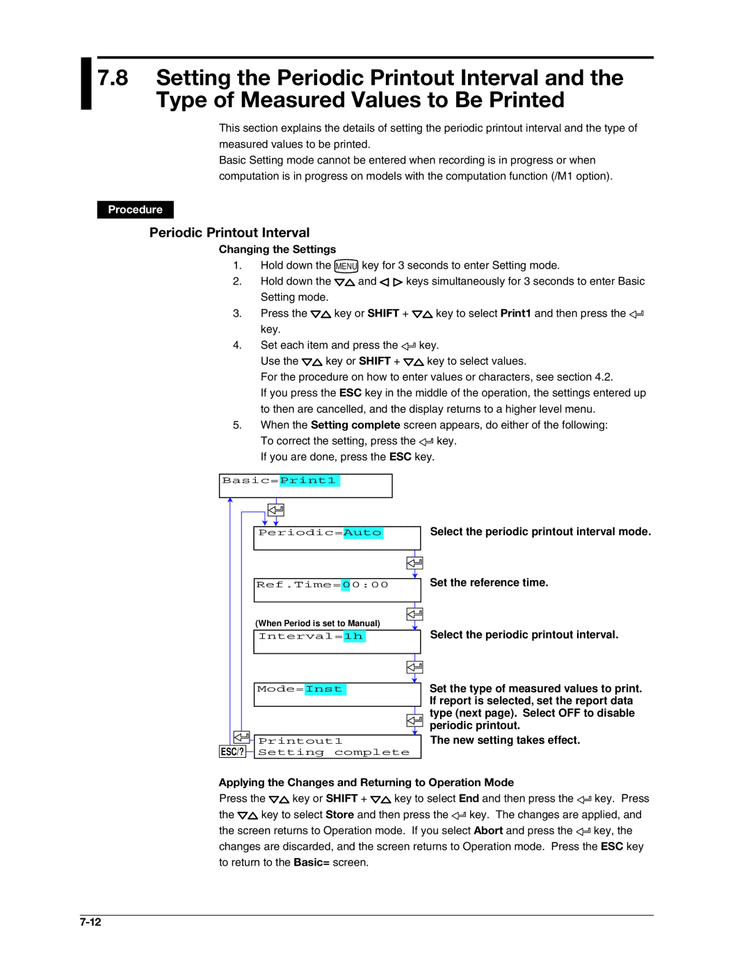 Omega RD100B manual Periodic Printout Interval 