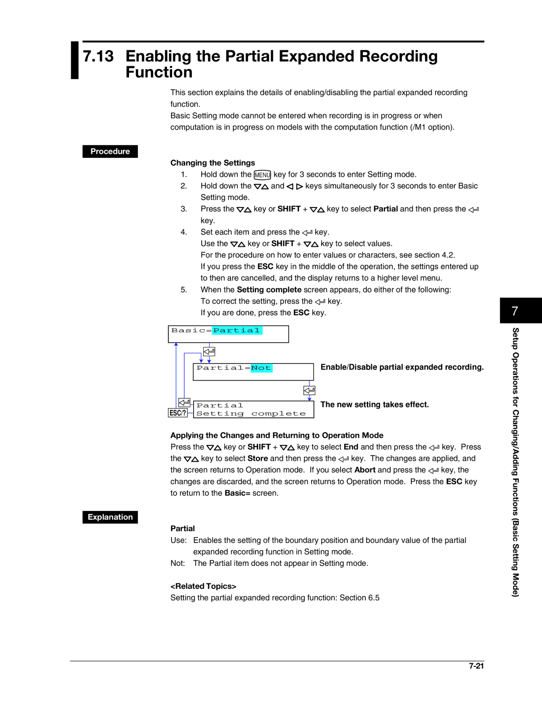 Omega RD100B manual Enabling the Partial Expanded Recording Function 