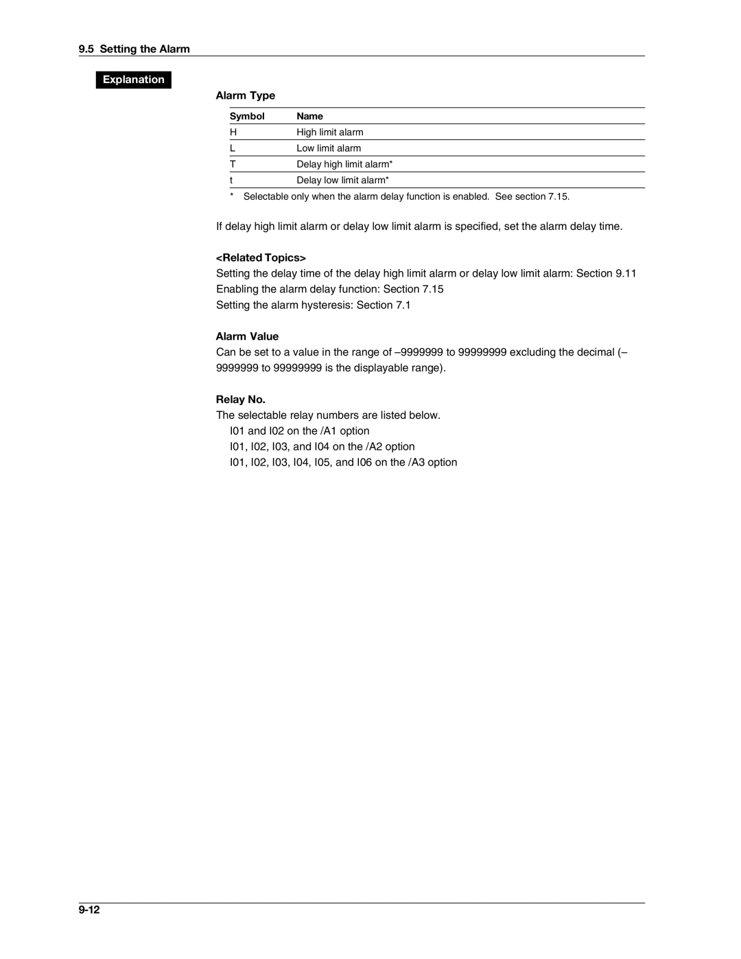 Omega RD100B manual Setting the Alarm, Alarm Value 