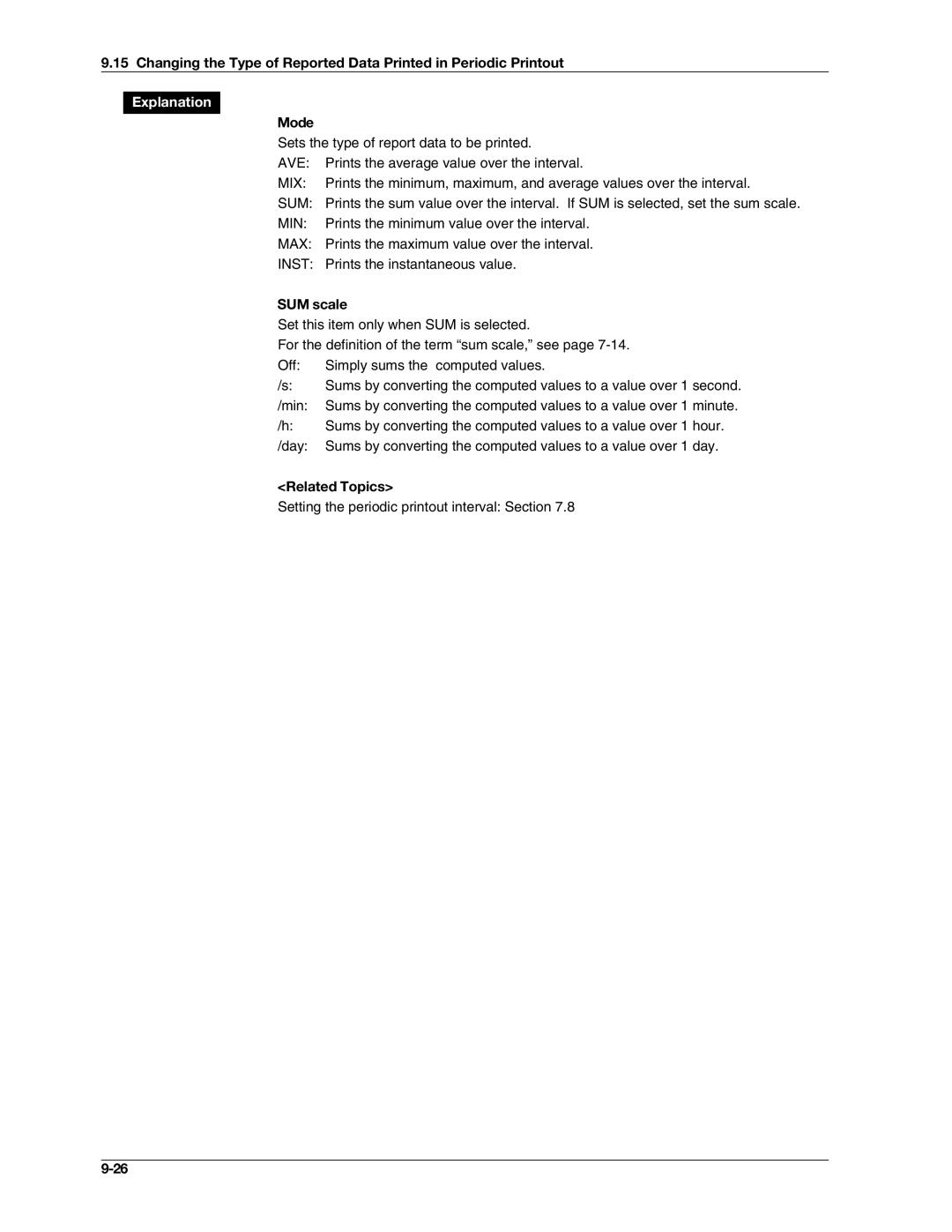 Omega RD100B manual Setting the periodic printout interval Section 