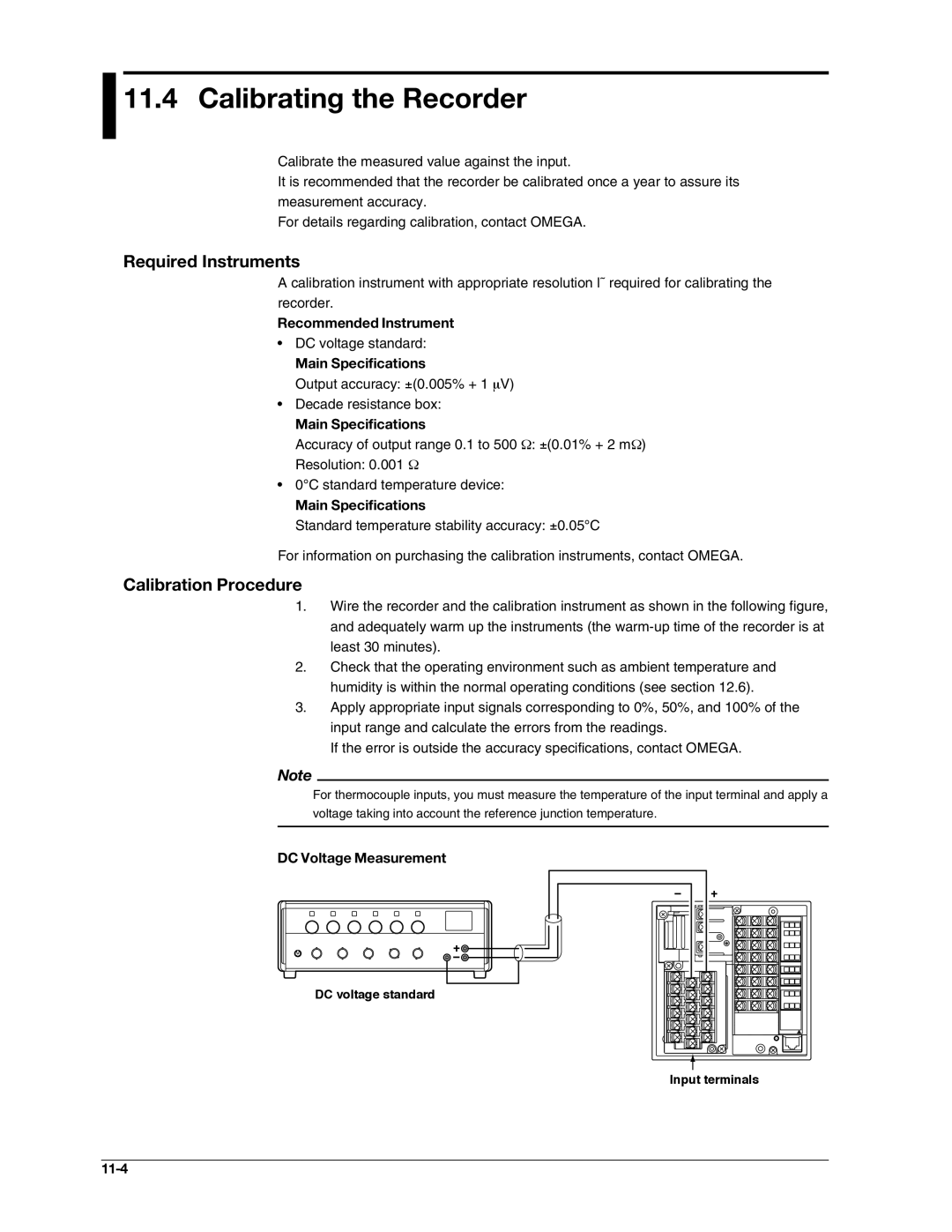 Omega RD100B manual Calibrating the Recorder, Required Instruments, Calibration Procedure 