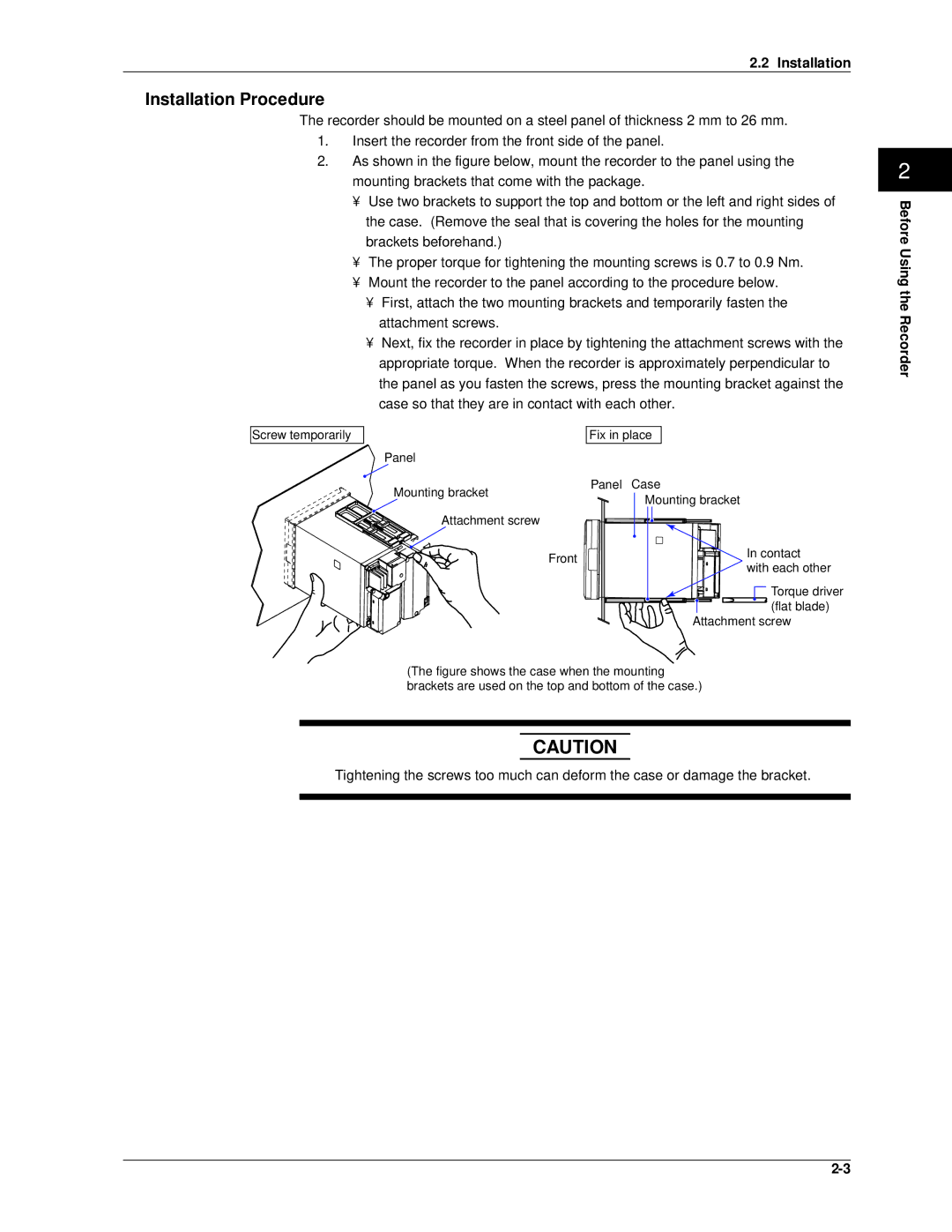 Omega RD100B manual Installation Procedure, Front Contact With each other, Flat blade, Attachment screw 