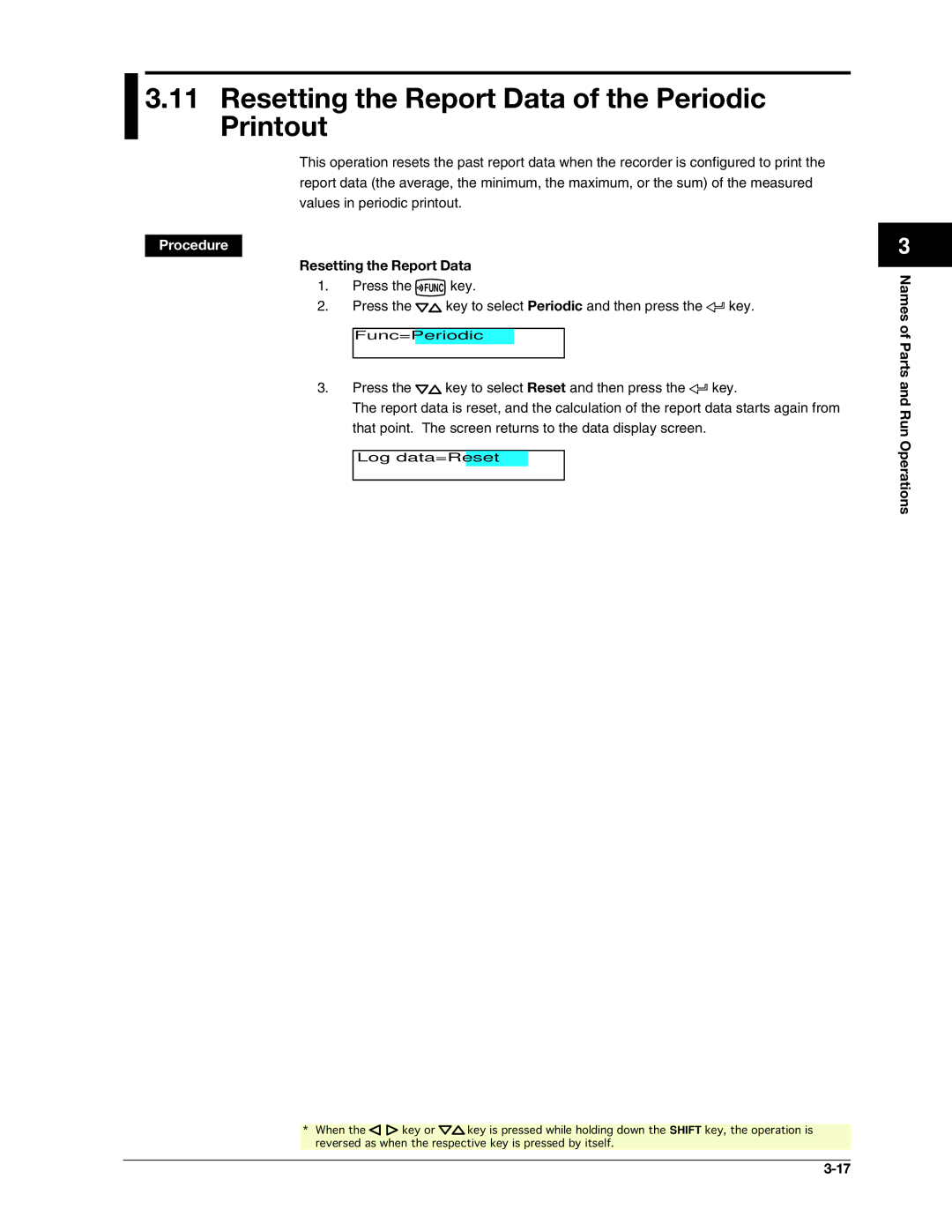 Omega RD100B manual Resetting the Report Data of the Periodic Printout 