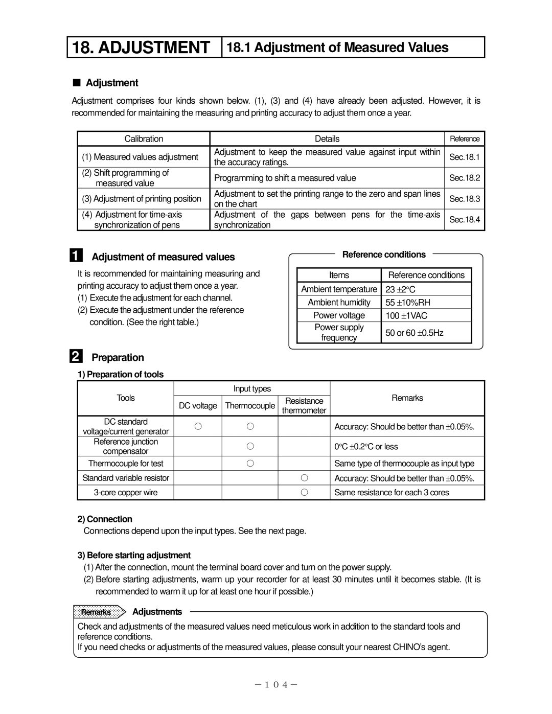 Omega RD200, RD2800 manual Adjustment of Measured Values, Adjustment of measured values, Preparation 