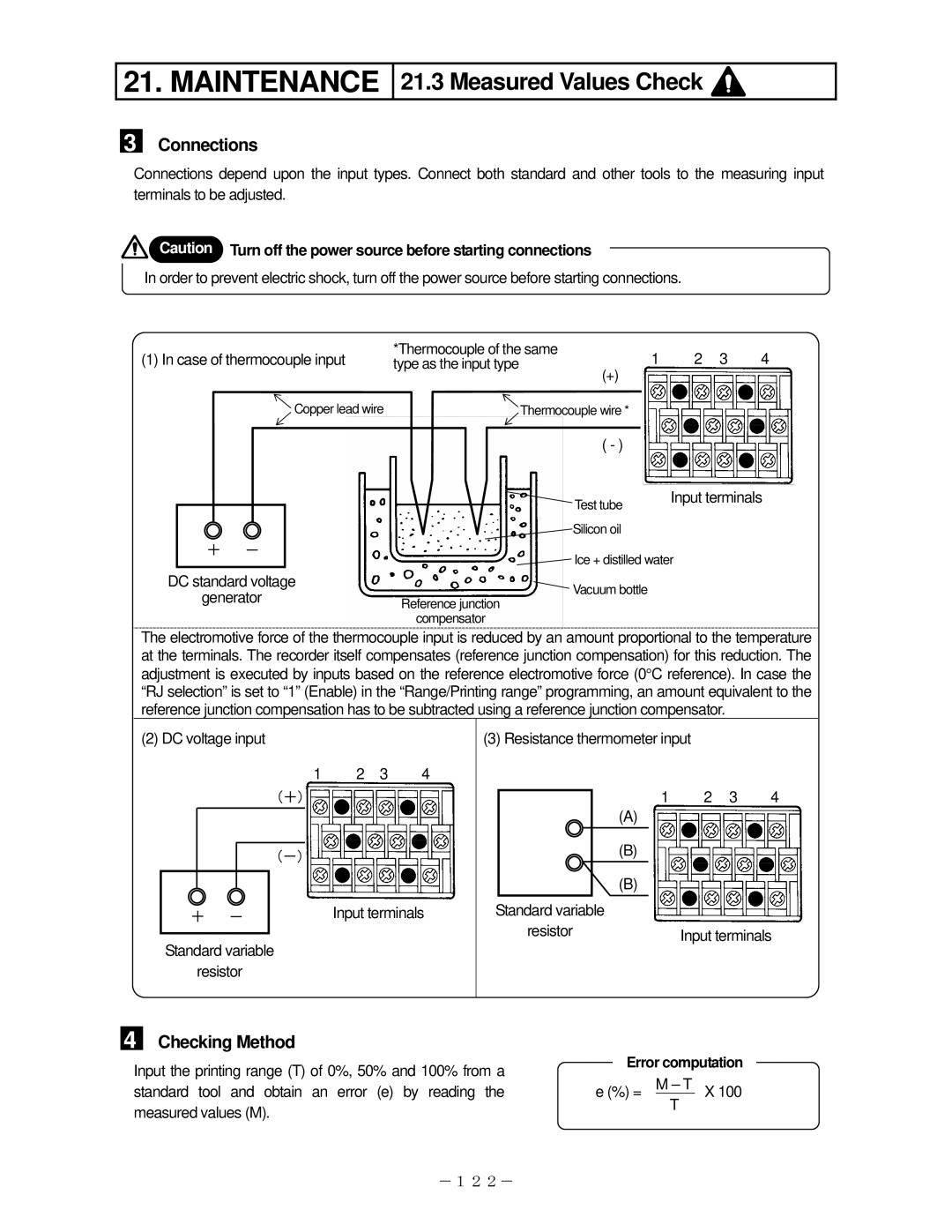 Omega RD200, RD2800 manual Checking Method, Standard variable Resistor Resistance thermometer input 