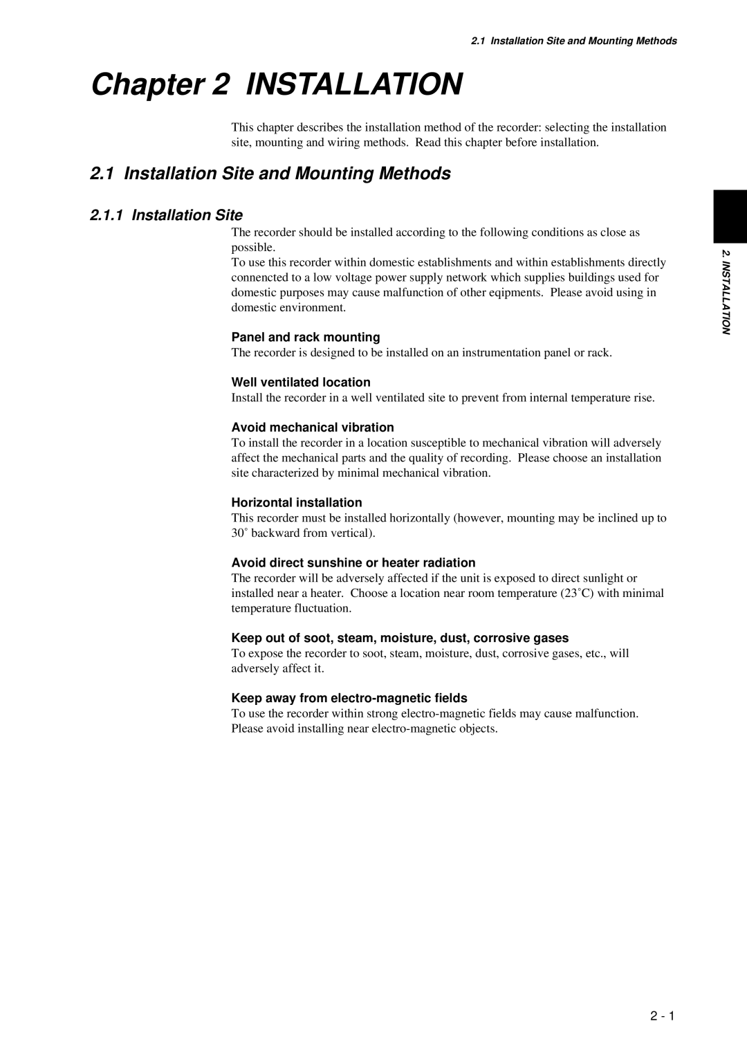 Omega RD260A instruction manual Installation Site and Mounting Methods 