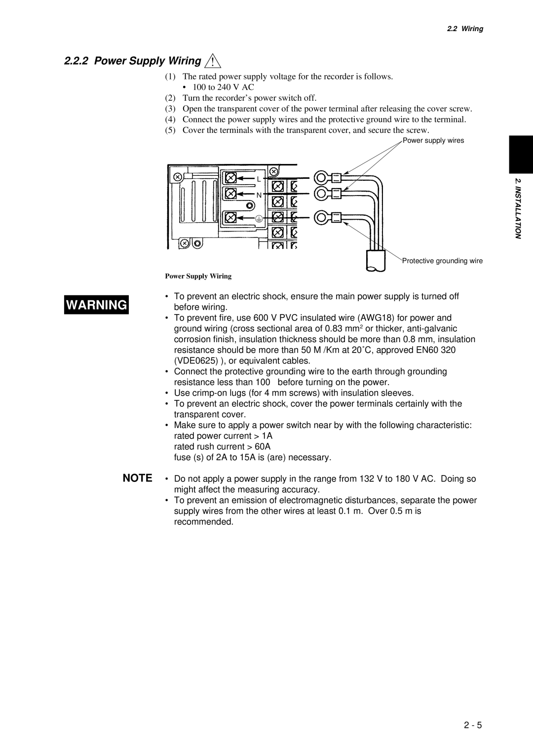 Omega RD260A instruction manual Power Supply Wiring 