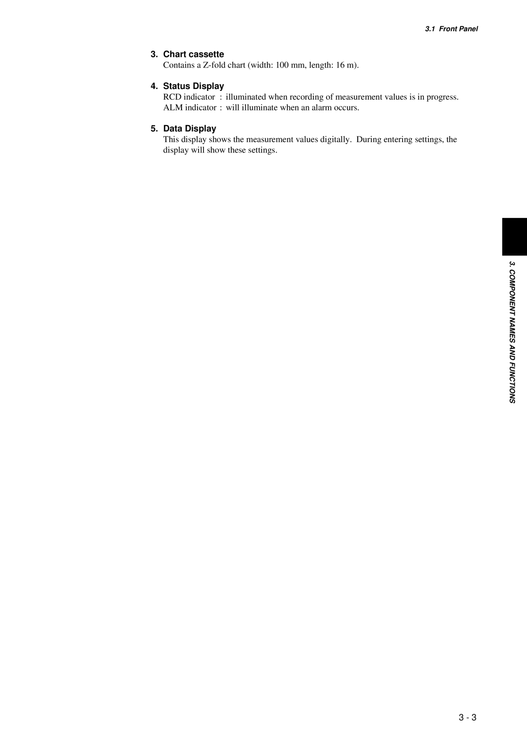 Omega RD260A instruction manual Chart cassette, Status Display, Data Display 