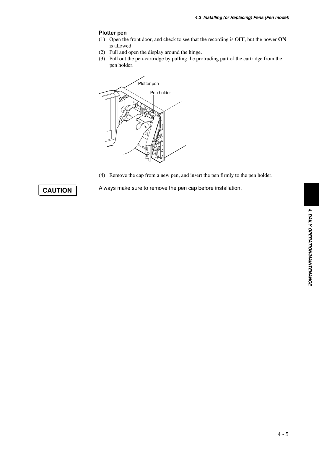 Omega RD260A instruction manual Plotter pen 