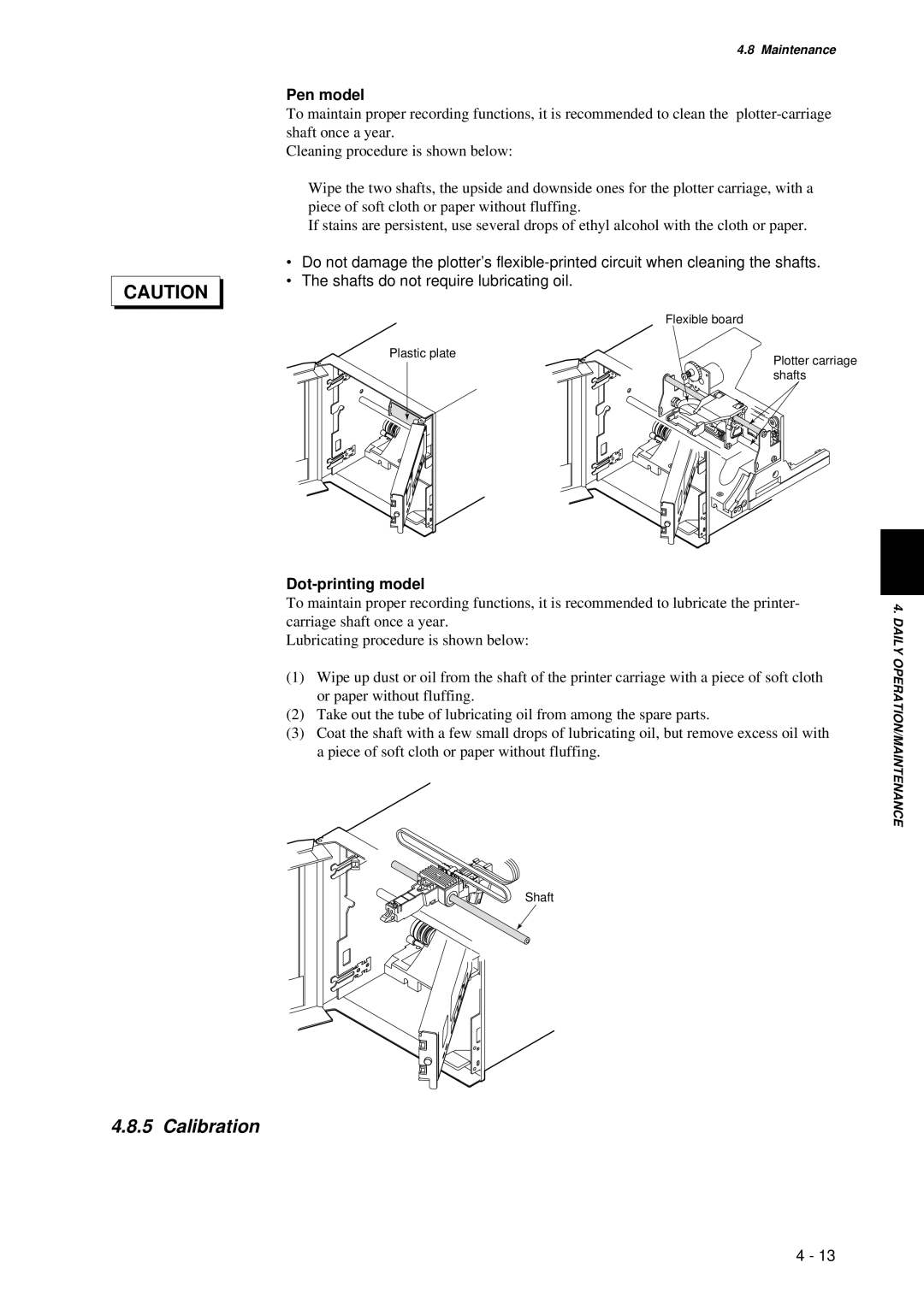 Omega RD260A instruction manual Calibration, Pen model, Dot-printing model 