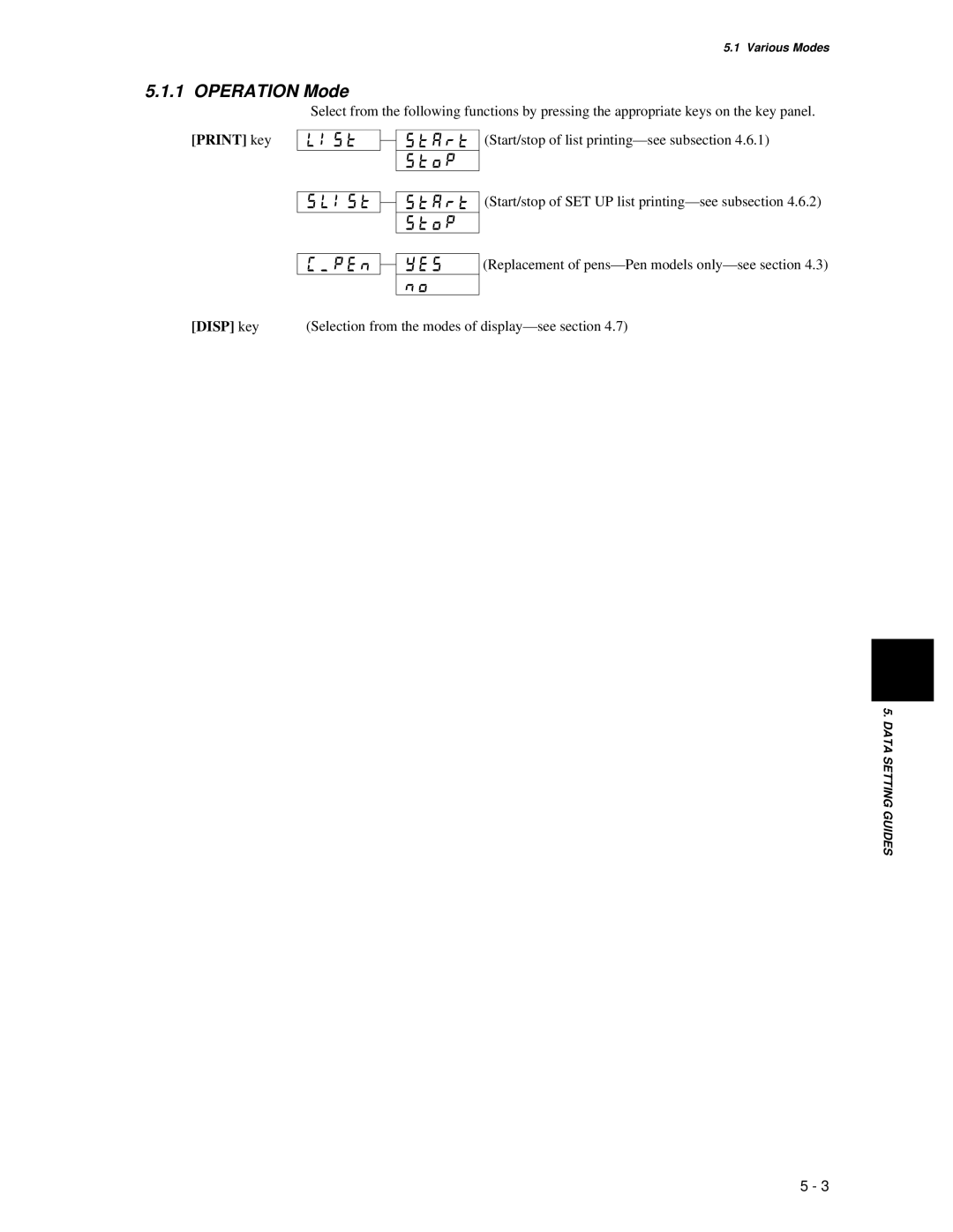 Omega RD260A instruction manual Operation Mode, Disp key 