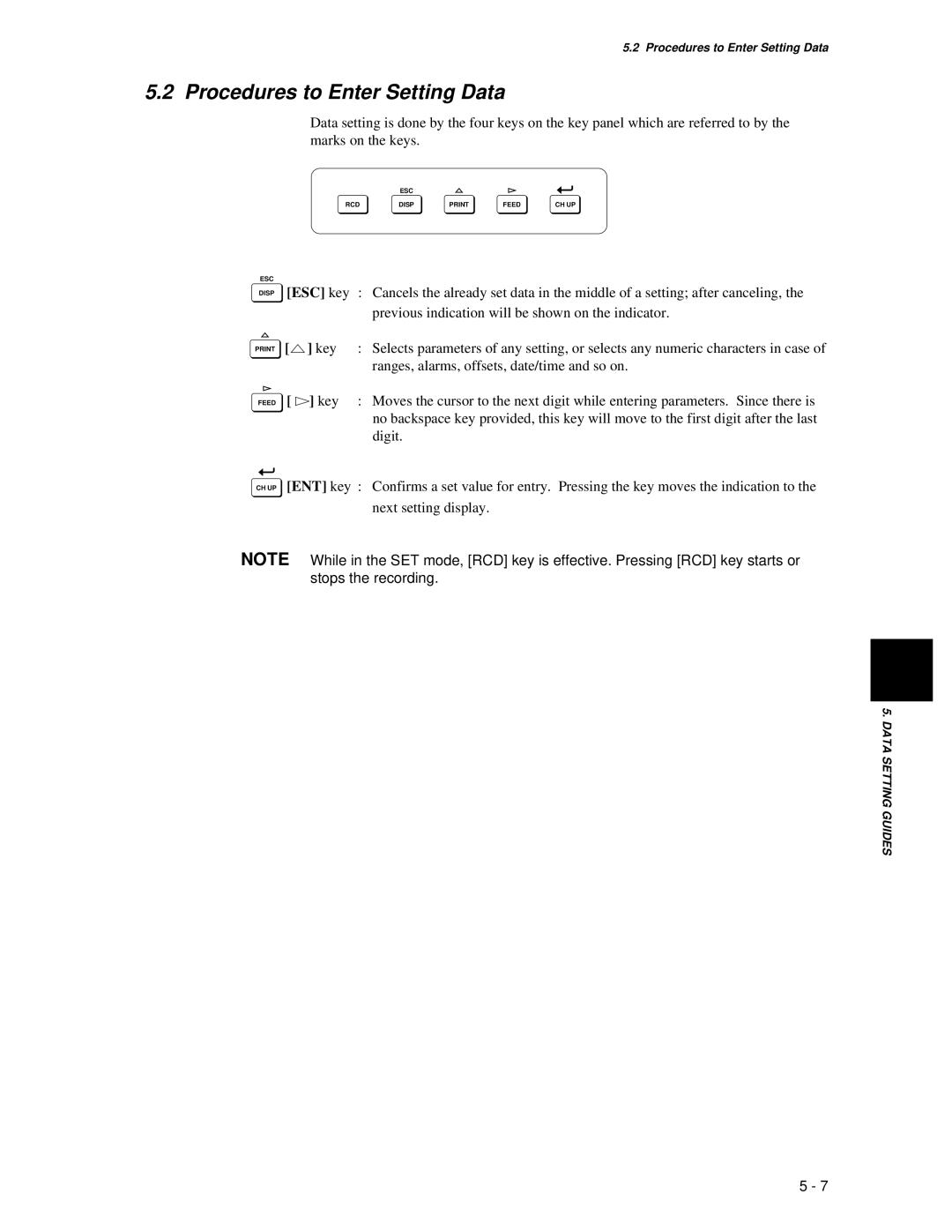 Omega RD260A instruction manual Procedures to Enter Setting Data 