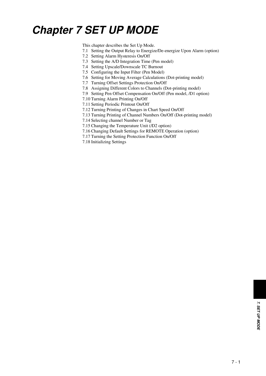 Omega RD260A instruction manual SET UP Mode 