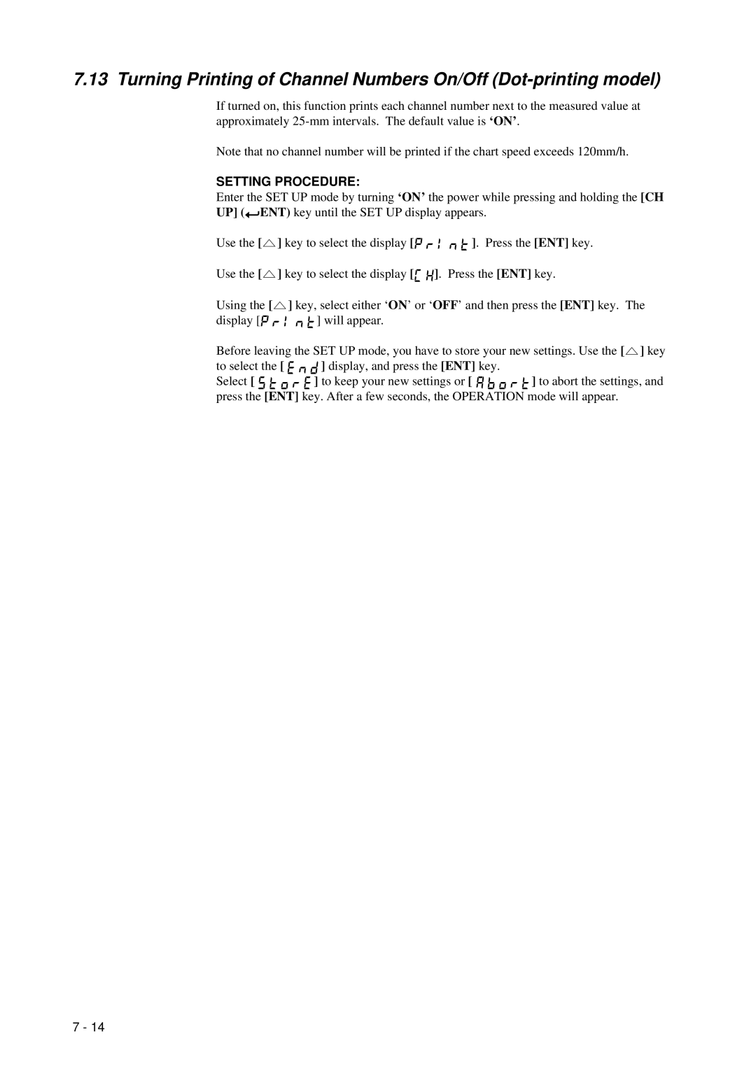 Omega RD260A instruction manual Setting Procedure 