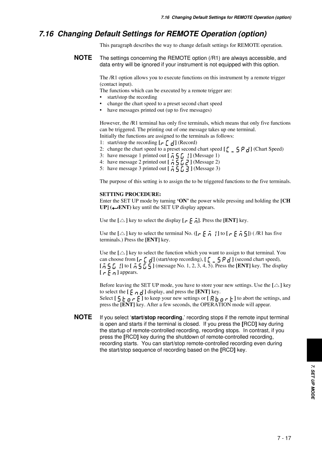 Omega RD260A instruction manual Changing Default Settings for Remote Operation option 