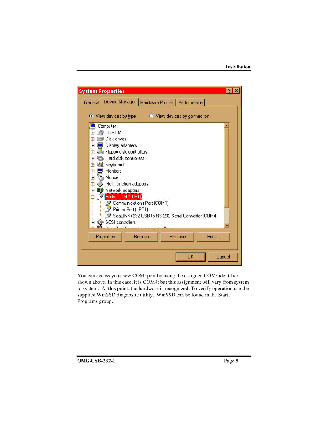 Omega RS-232 manual Installation 