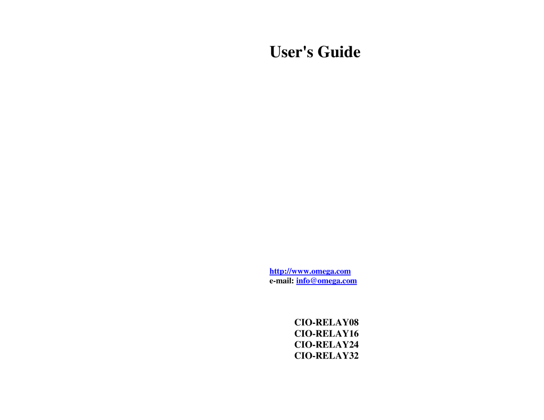 Omega Speaker Systems manual Users Guide, CIO-RELAY08 CIO-RELAY16 CIO-RELAY24 CIO-RELAY32 