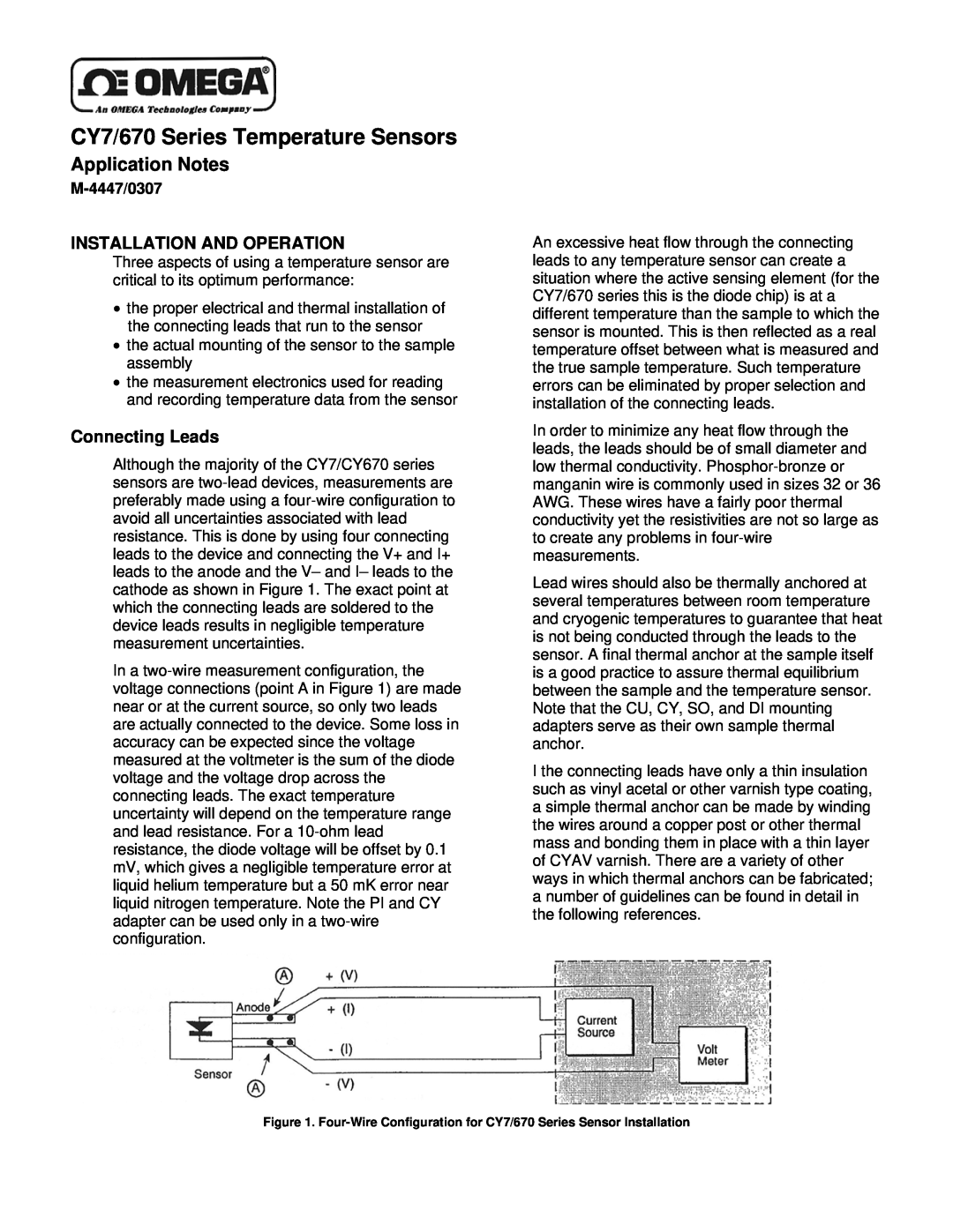 Omega Speaker Systems CY670 Series manual Application Notes, Installation And Operation, Connecting Leads, M-4447/0307 