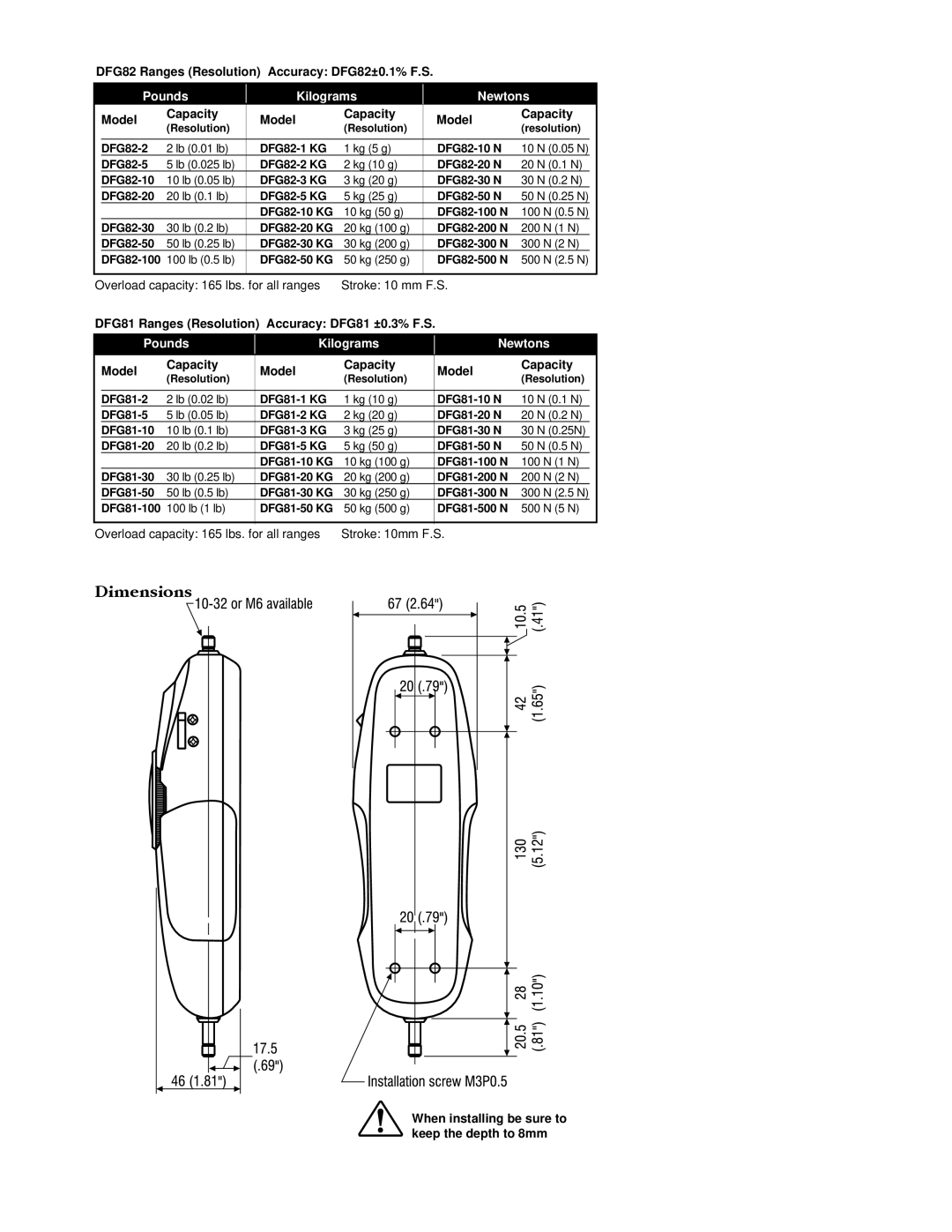 Omega Speaker Systems DFG81, DFG82 manual Dimensions 