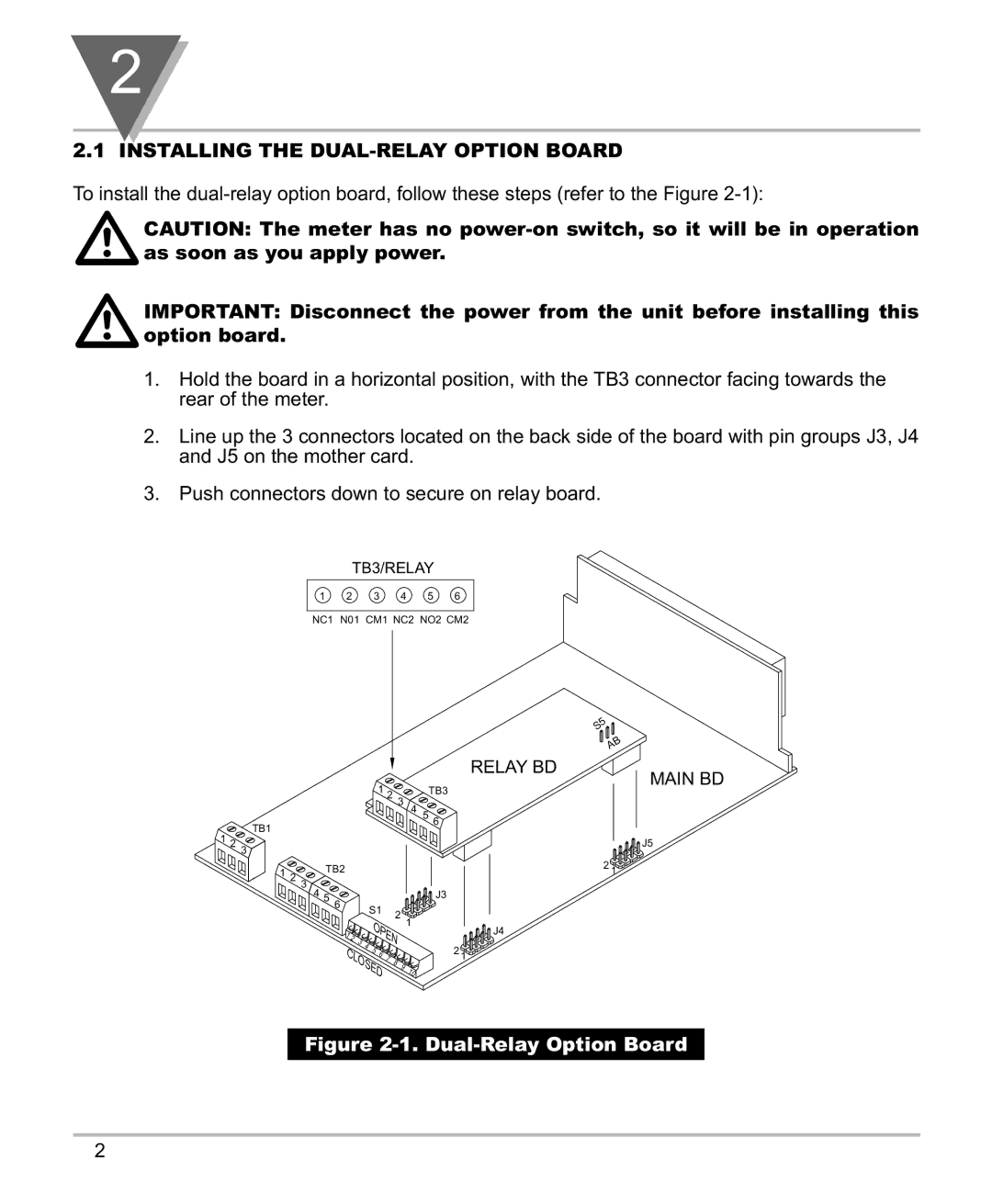 Omega Speaker Systems DPF700 manual Installing the DUAL-RELAY Option Board, Dual-Relay Option Board 