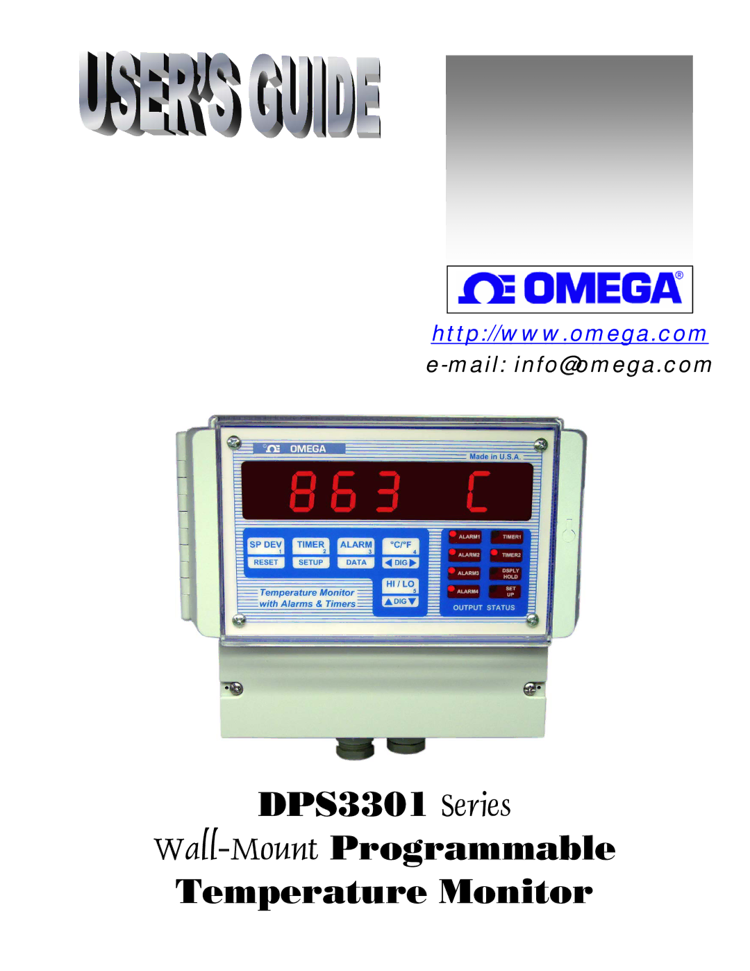 Omega Speaker Systems manual DPS3301 Series Wall-MountProgrammable Temperature Monitor 