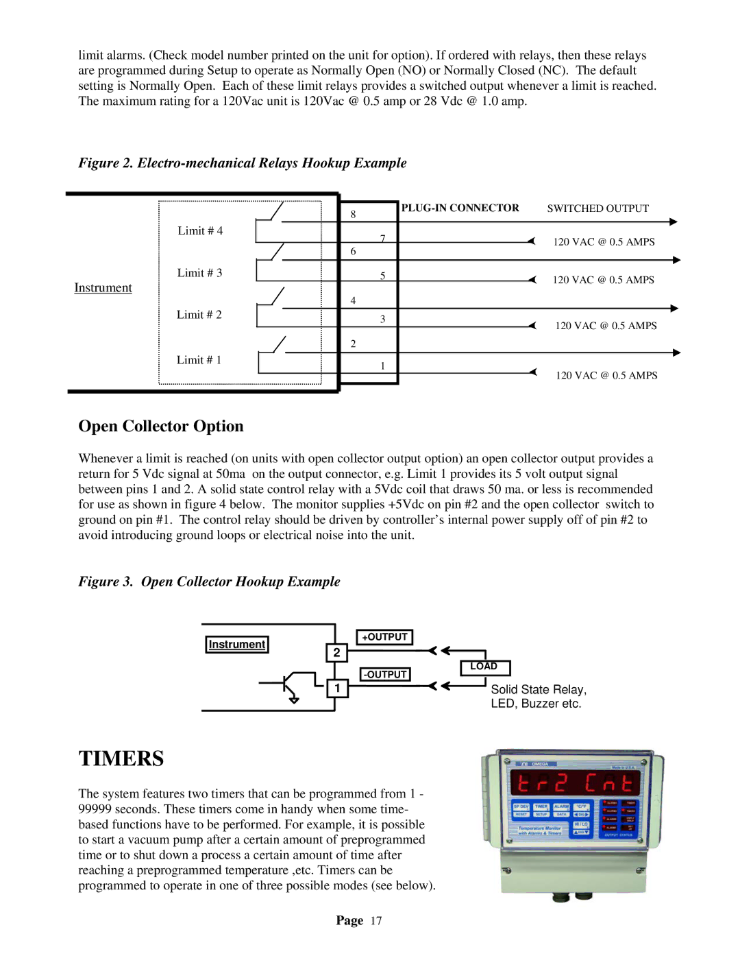 Omega Speaker Systems DPS3301 manual Timers, Open Collector Option 